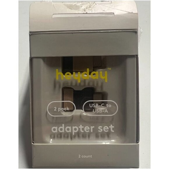 heyday 2‑Pack USB‑A to USB‑C Adapters (Black/Gold) - Picture 1 of 3